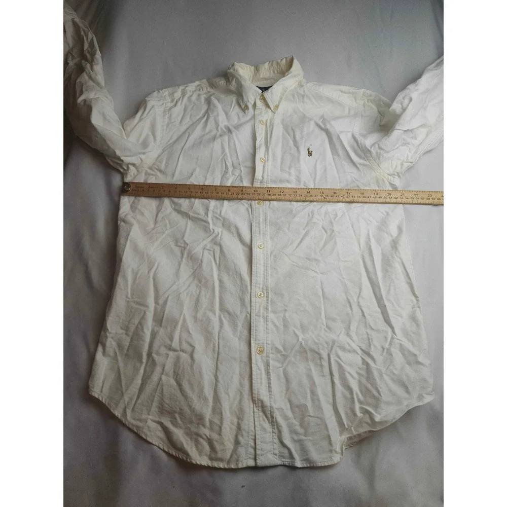Ralph Lauren Boys White Cotton Oxford Button Down Shirt Size 20 Pony Logo